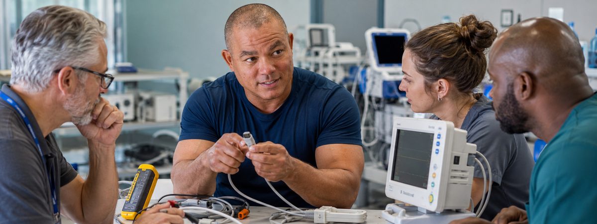 Biomedical instructor leads cable inspection training