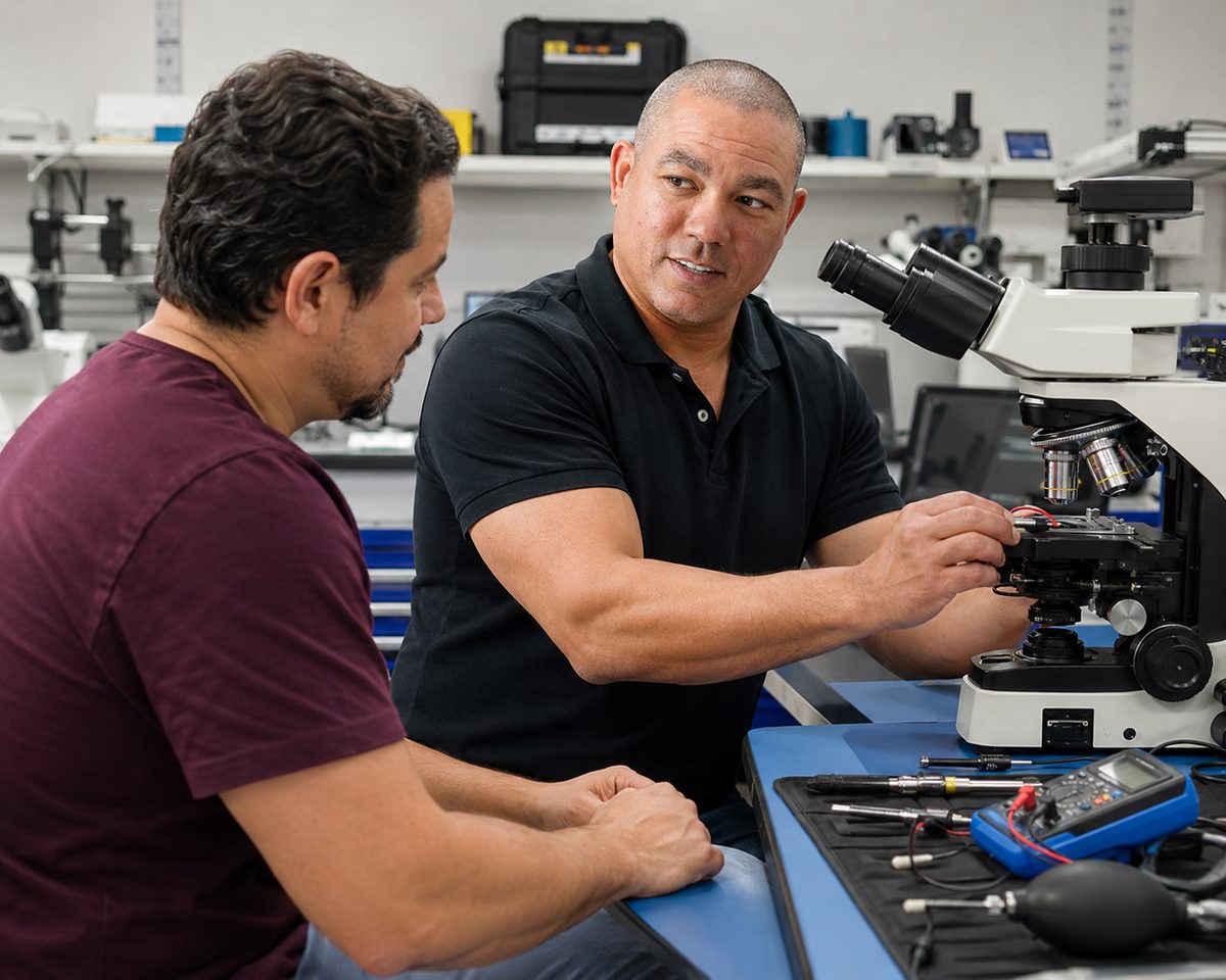 BiomedRx technician performing healthcare technology management certification pasadena to protect patient safety