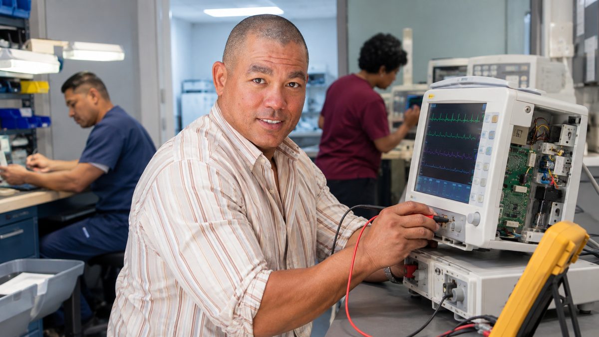 BiomedRx technician performing healthcare technology management training molokai to protect patient safety