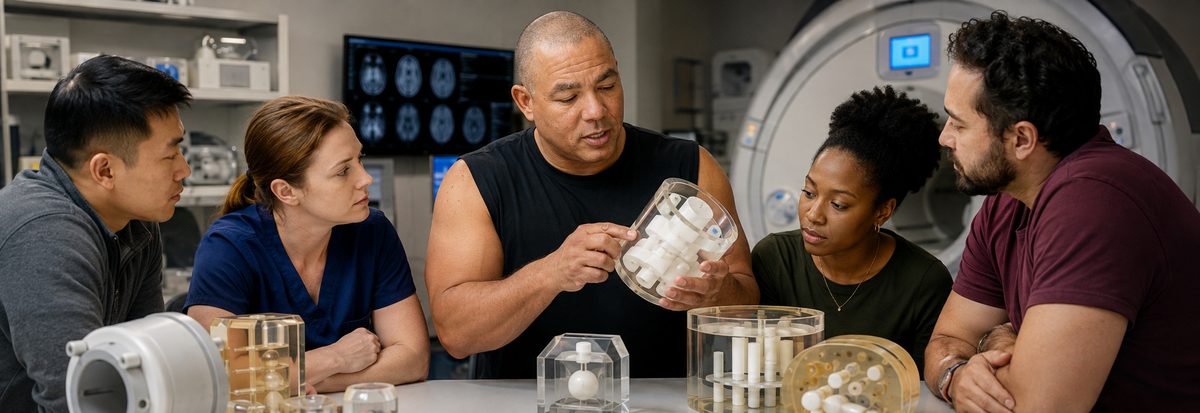 Devin teaches imaging phantom handling
