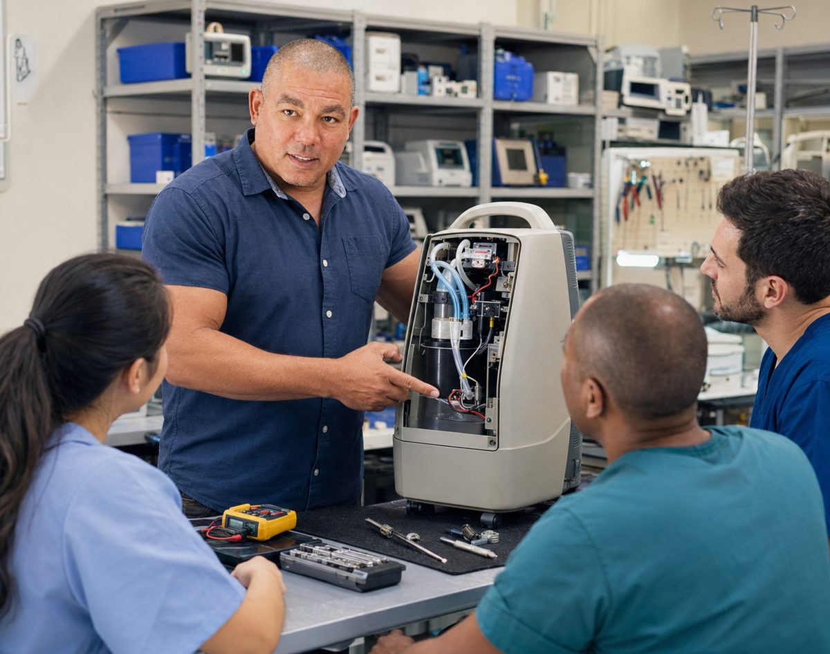Devin’s oxygen concentrator maintenance demo