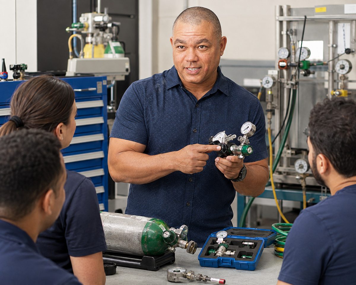 Hands on medical gas equipment inspection