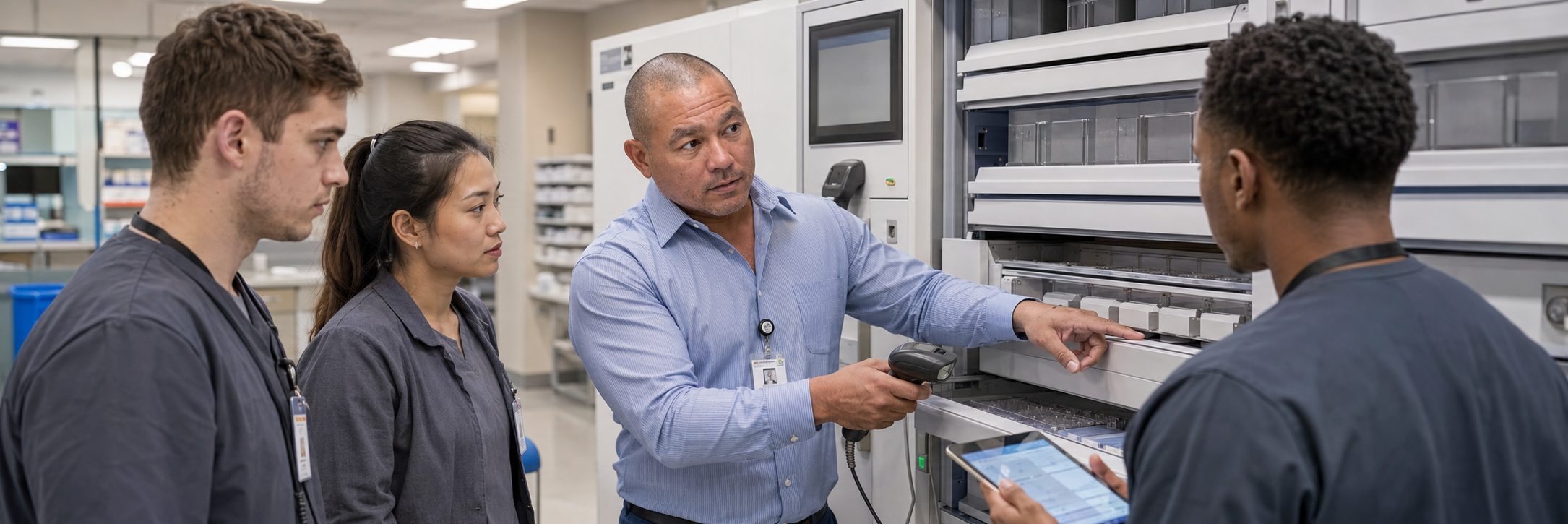 BiomedRx technician performing healthcare technology management service contracts service to protect patient safety