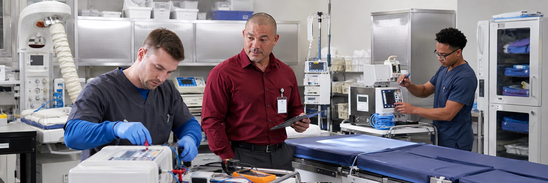 BiomedRx technician performing healthcare technology management training to protect patient safety