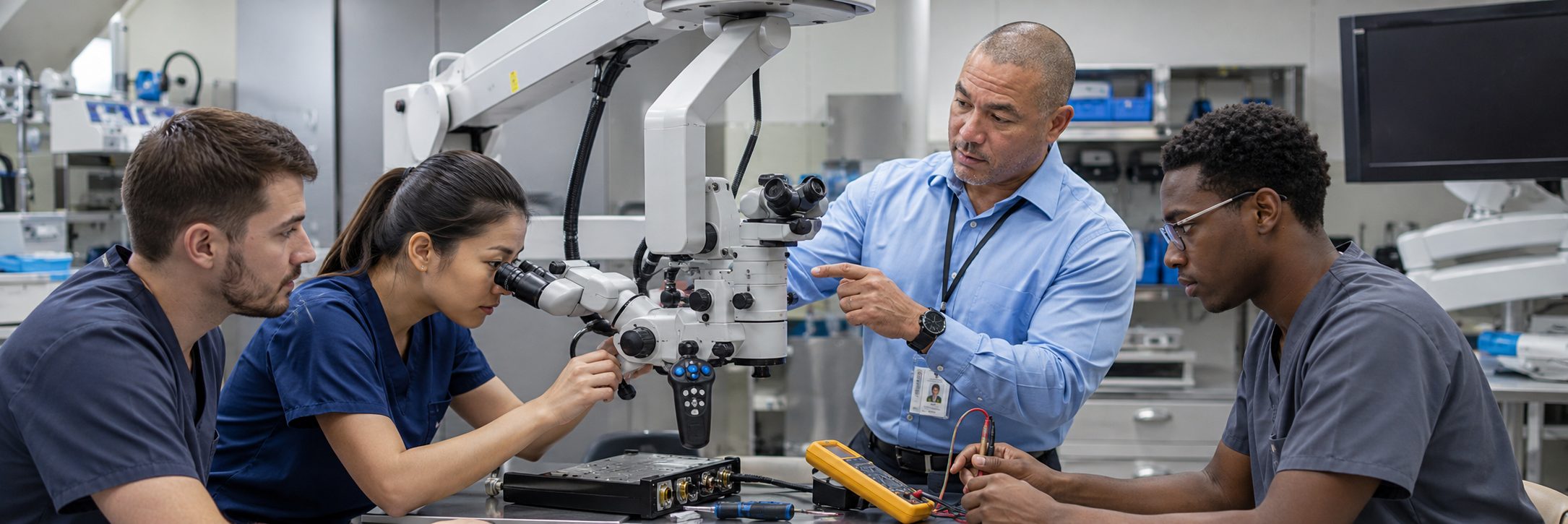 BiomedRx technician performing healthcare technology management training to protect patient safety