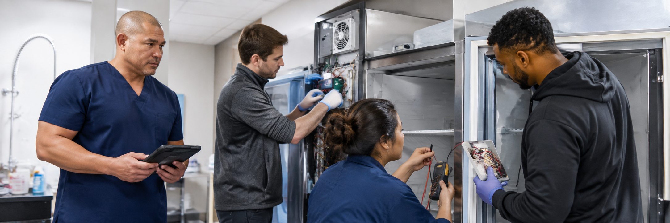 BiomedRx technician performing healthcare technology management calibration to protect patient safety