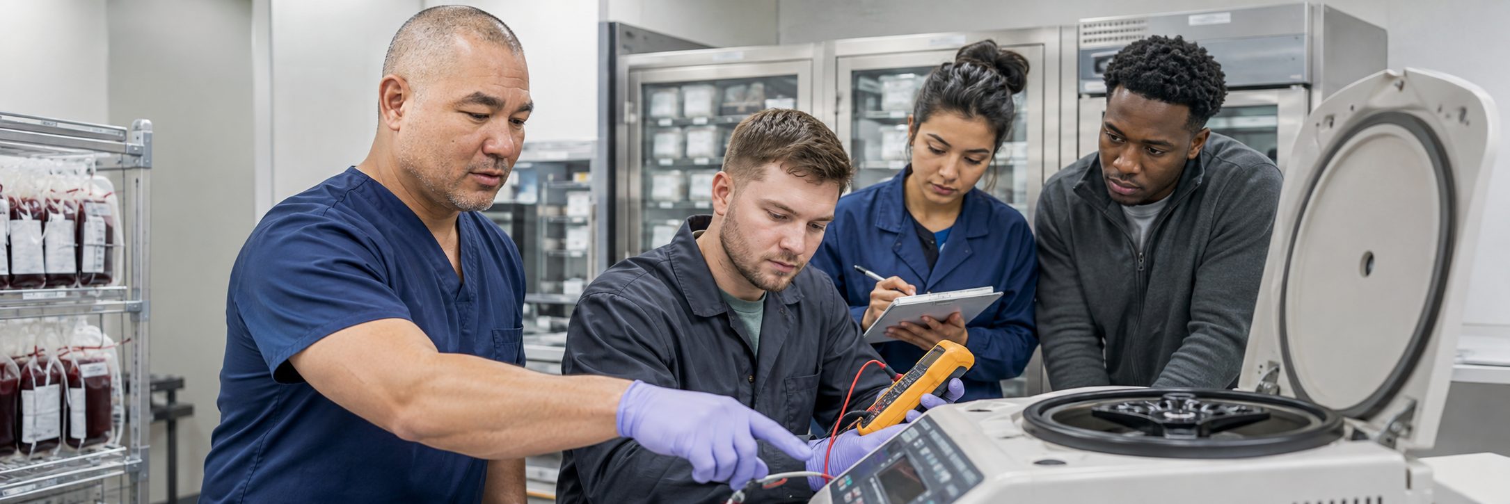 BiomedRx technician performing healthcare technology management service contracts to protect patient safety