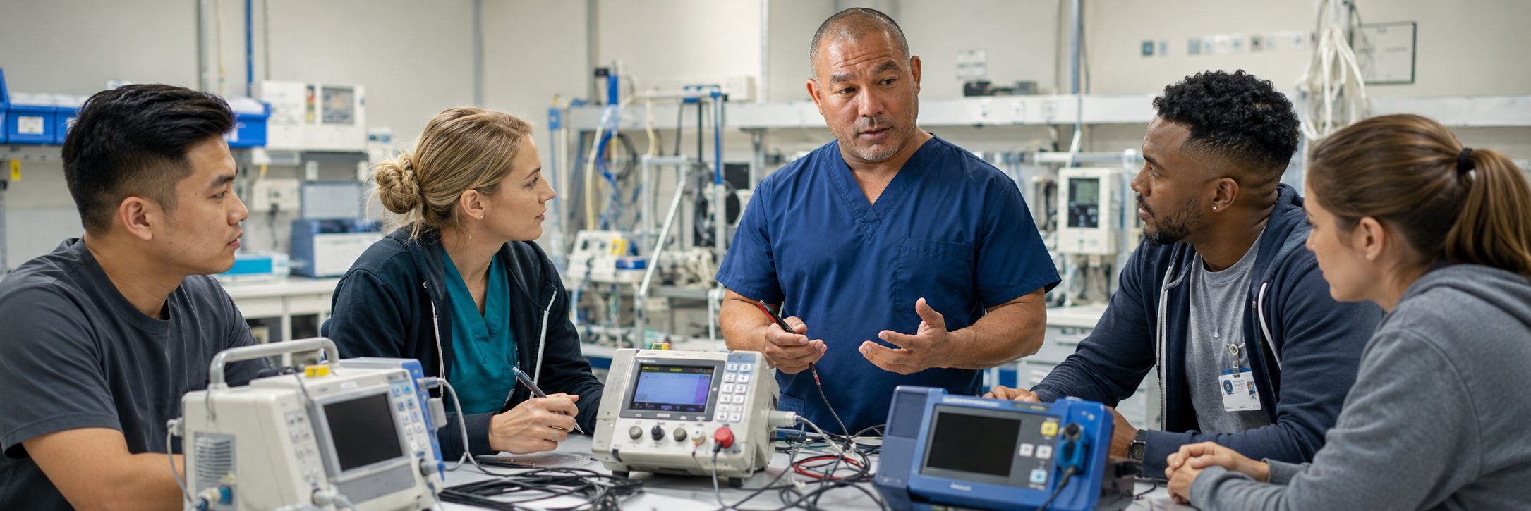 BiomedRx technician performing healthcare technology management calibration to protect patient safety