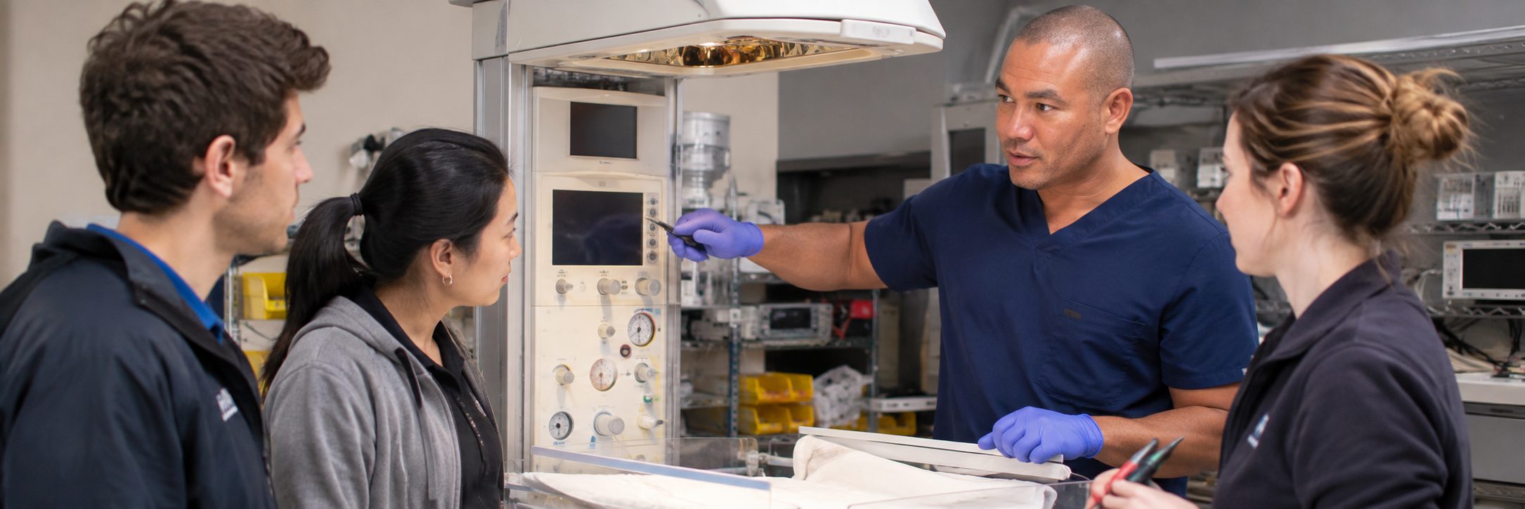BiomedRx technician performing healthcare technology management preventive maintenance to protect patient safety