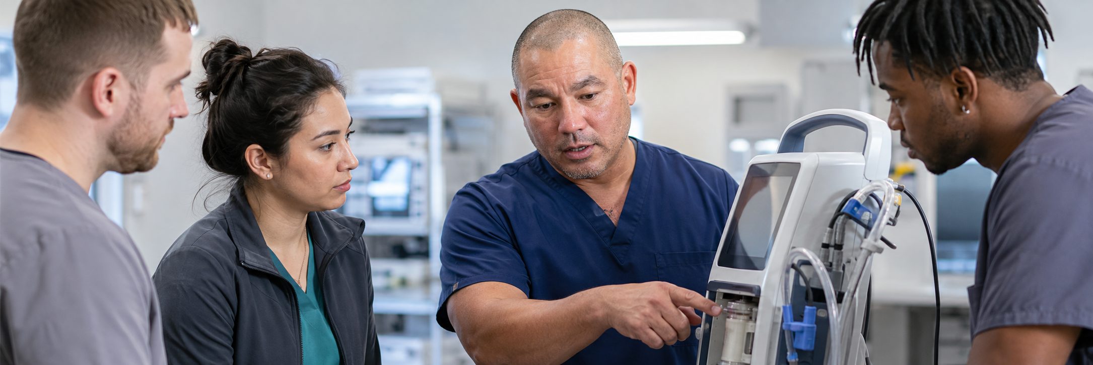 BiomedRx technician performing healthcare technology management training to protect patient safety