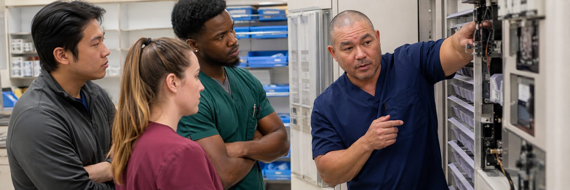 BiomedRx technician performing healthcare technology management preventive maintenance to protect patient safety